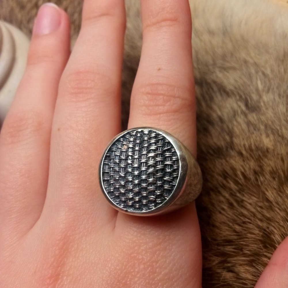 Sterling silver braided/lattice front ring